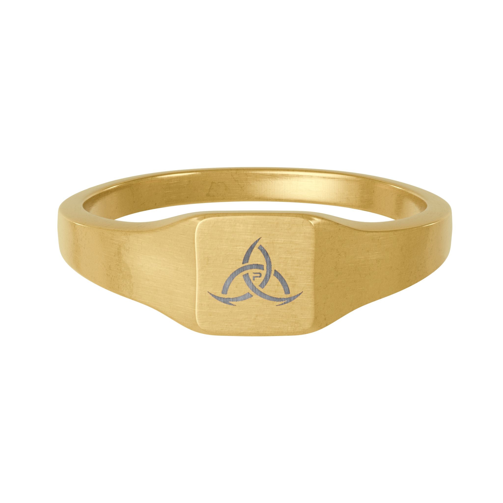 Paradoxman™ Gold Stainless Steel Square Signet Ring — Signature Trinity Edition
